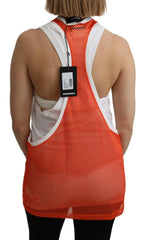 Dsquared² Orange White Crewneck Sleeveless Tank T-shirt Dress Top -   -  Dsquared².