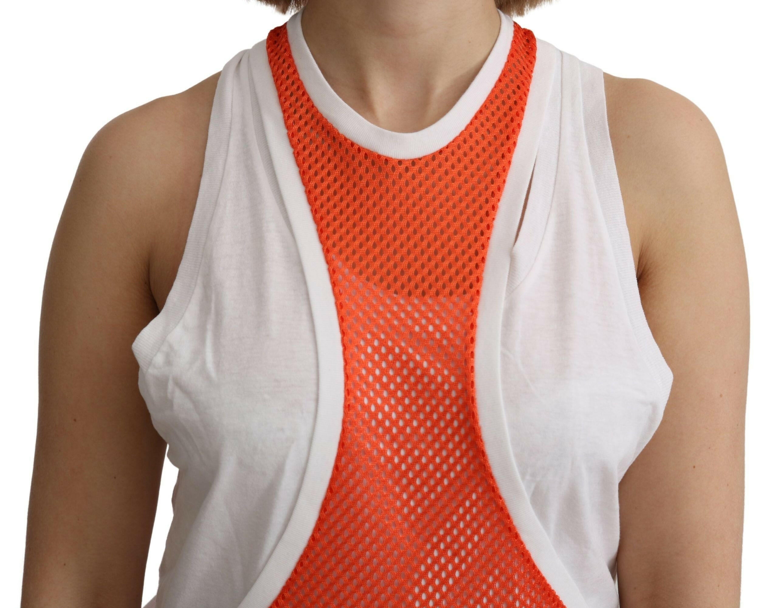 Dsquared² Orange White Crewneck Sleeveless Tank T-shirt Dress Top -   -  Dsquared².