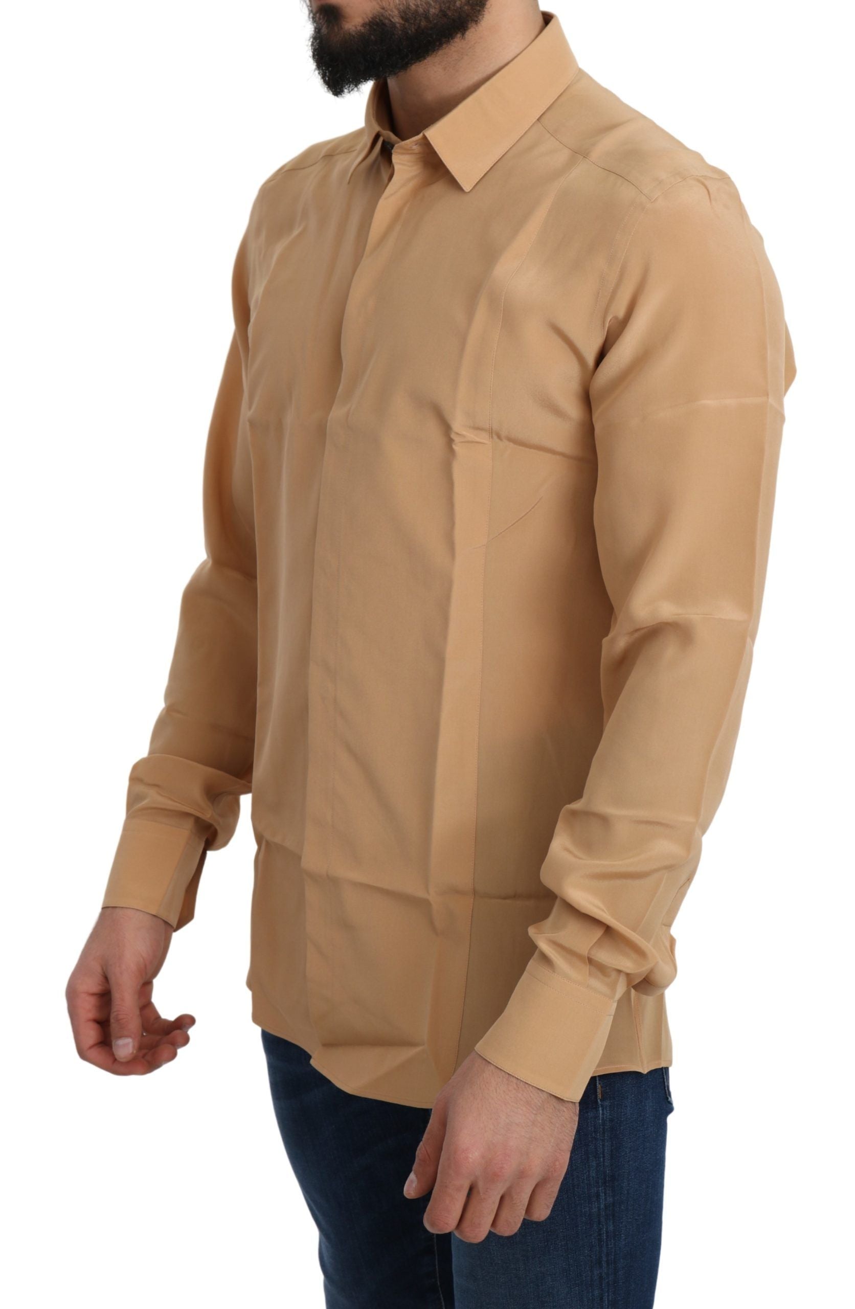 Dolce & Gabbana Elegant Yellow Silk Men's Formal Shirt -   -  Dolce & Gabbana.