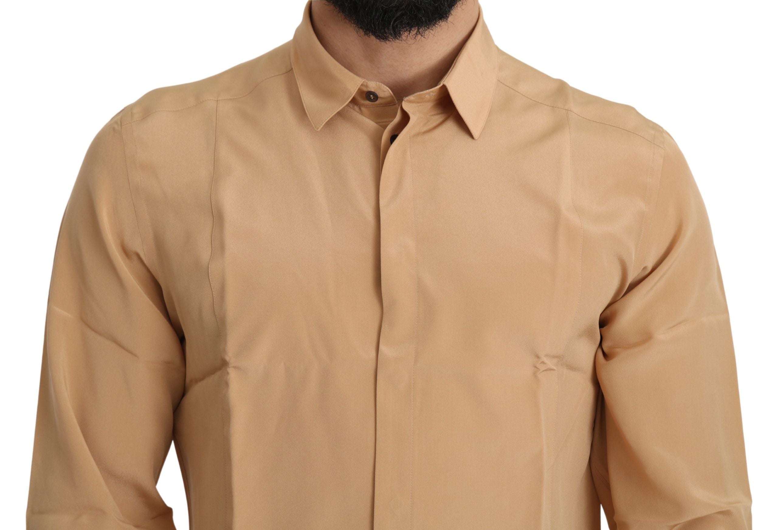Dolce & Gabbana Elegant Yellow Silk Men's Formal Shirt -   -  Dolce & Gabbana.