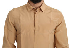 Dolce & Gabbana Yellow 100% Silk GOLD Top Slim Shirt -   -  Dolce & Gabbana.
