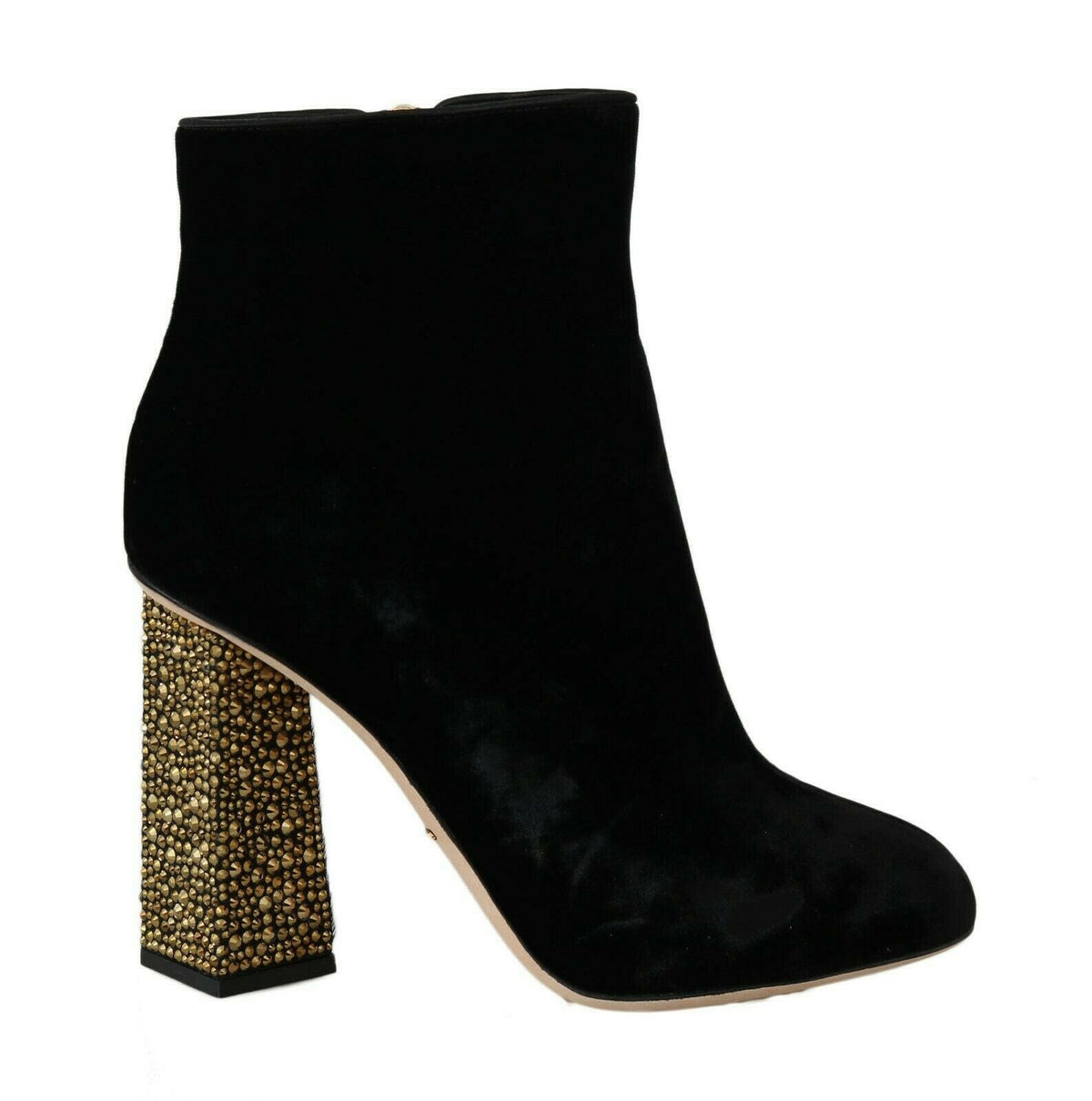 Dolce & Gabbana Black Velvet Crystal Square Heels Shoes -   -  Dolce & Gabbana.