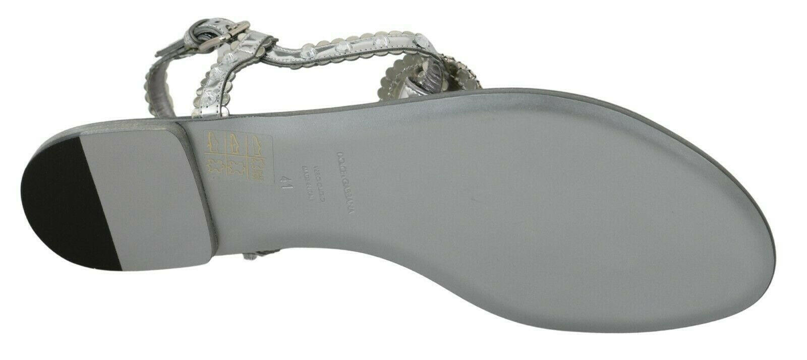 Dolce & Gabbana Silver Crystal Sandals Flip Flops Shoes -   -  Dolce & Gabbana.
