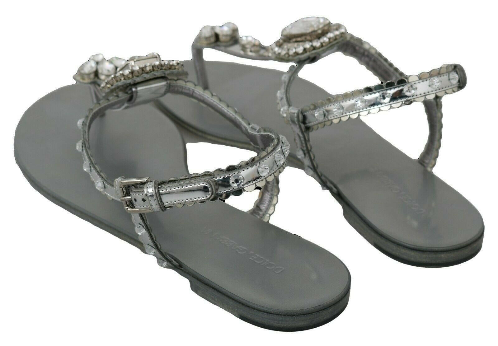Dolce & Gabbana Silver Crystal Sandals Flip Flops Shoes -   -  Dolce & Gabbana.