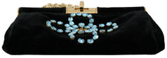 Dolce & Gabbana Black Velvet Crystal Studs Women Crossbody Sling Borse Bag -  Luxury Cross Body Bag for Women -  Dolce & Gabbana.