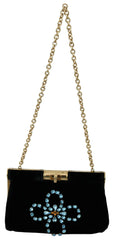 Dolce & Gabbana Black Velvet Crystal Studs Women Crossbody Sling Borse Bag -  Luxury Cross Body Bag for Women -  Dolce & Gabbana.