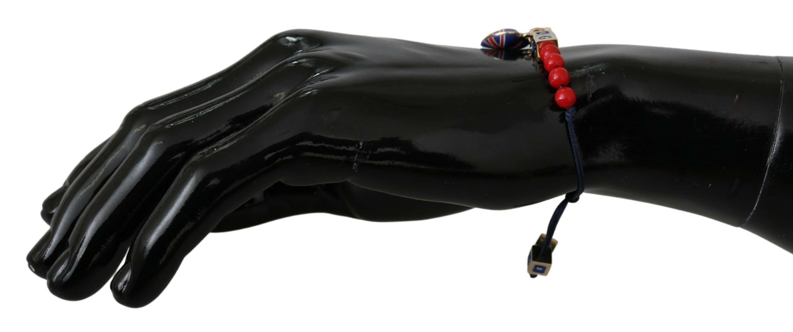 Dolce & Gabbana Red Blue Beaded DG LOVES LONDON Flag Branded Bracelet -   -  Dolce & Gabbana.
