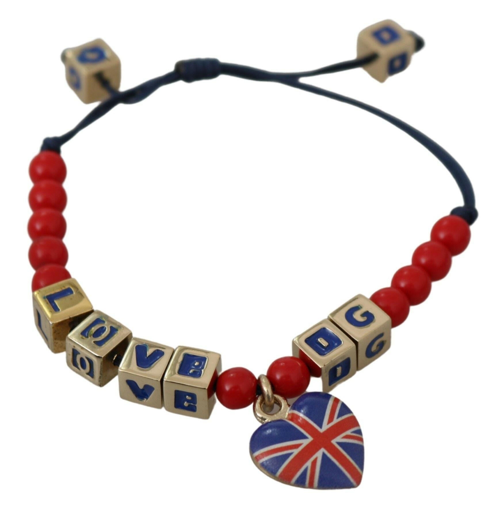 Dolce & Gabbana Red Blue Beaded DG LOVES LONDON Flag Branded Bracelet -   -  Dolce & Gabbana.