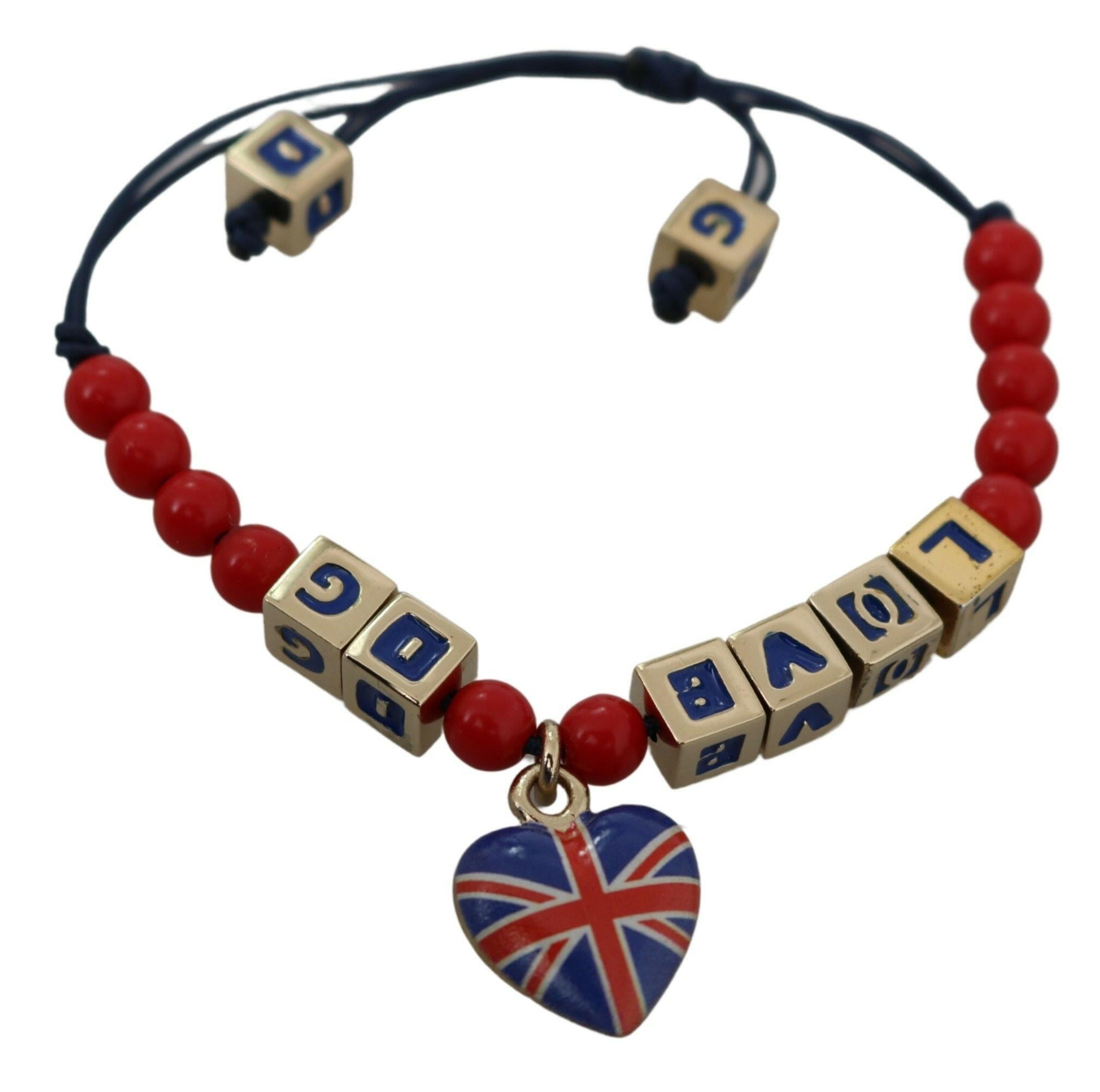 Dolce & Gabbana Red Blue Beaded DG LOVES LONDON Flag Branded Bracelet -   -  Dolce & Gabbana.