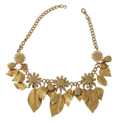 Dolce & Gabbana Green Leaves Gold Brass Crystal Flower Pendant Necklace -   -  Dolce & Gabbana.