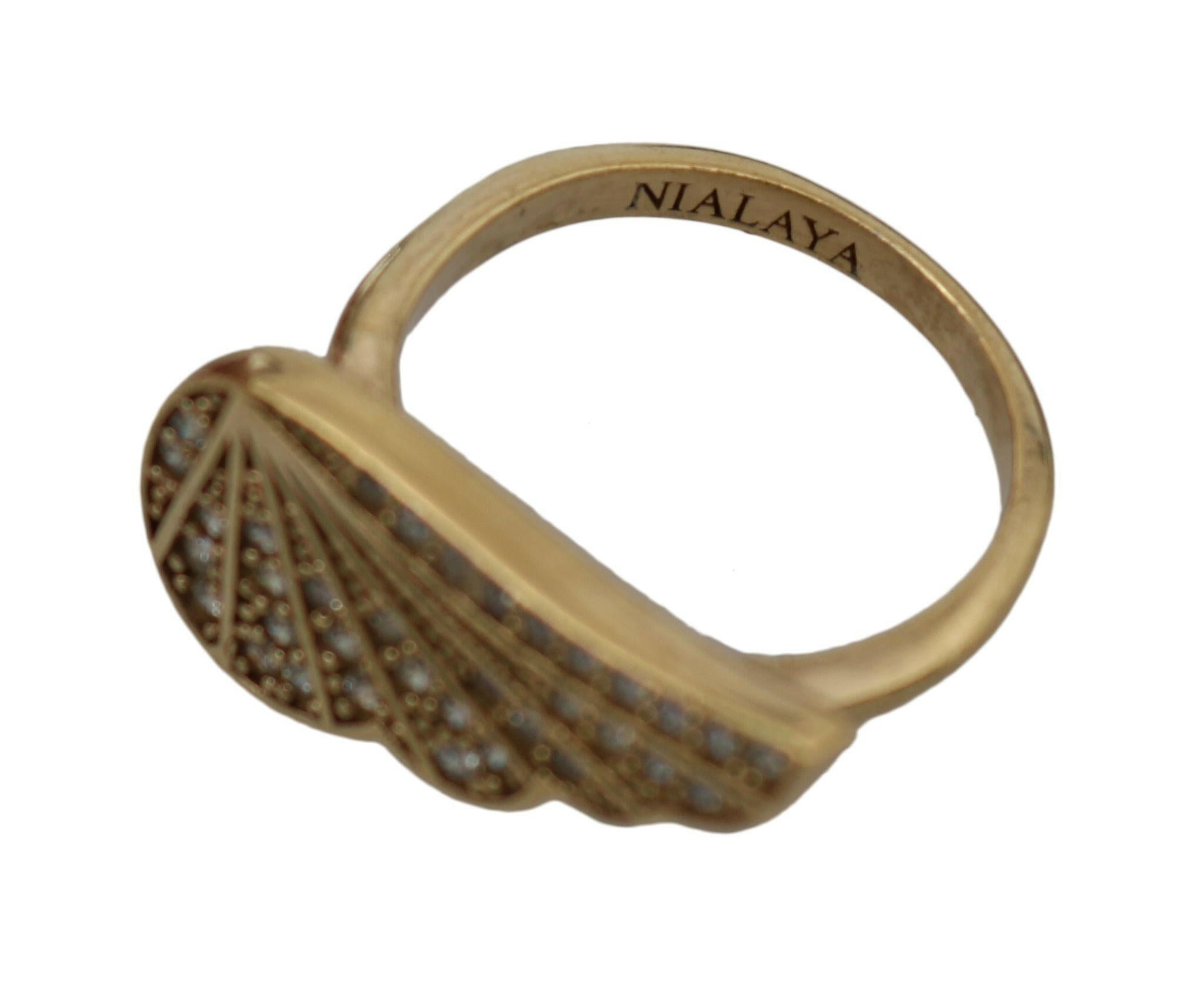 Nialaya Gold Wing Clear CZ 925 Silver Authentic Women -   -  Nialaya.