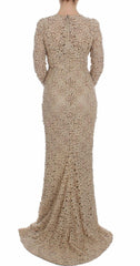 Dolce & Gabbana Beige Floral Lace Sheath Maxi Dress -   -  Dolce & Gabbana.