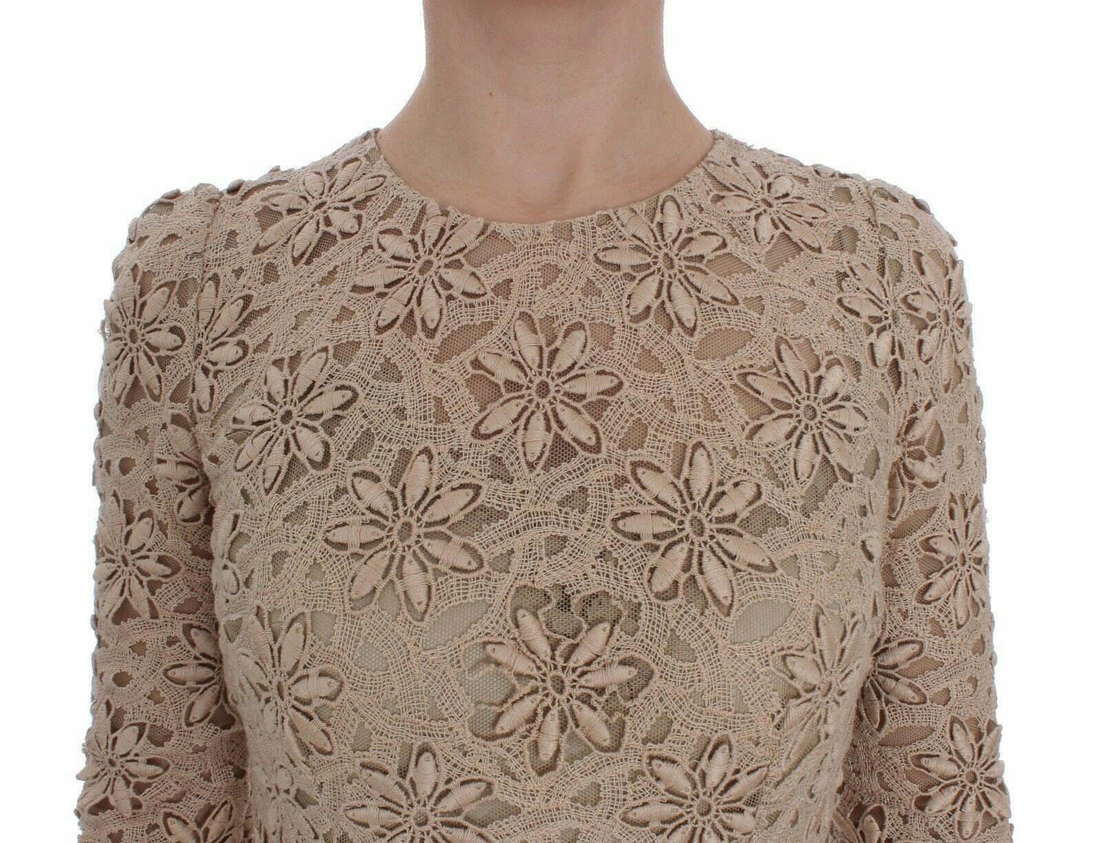 Dolce & Gabbana Beige Floral Lace Sheath Maxi Dress -   -  Dolce & Gabbana.