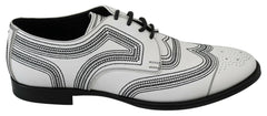 Dolce & Gabbana White Leather Derby Formal Black Lace Shoes -   -  Dolce & Gabbana.