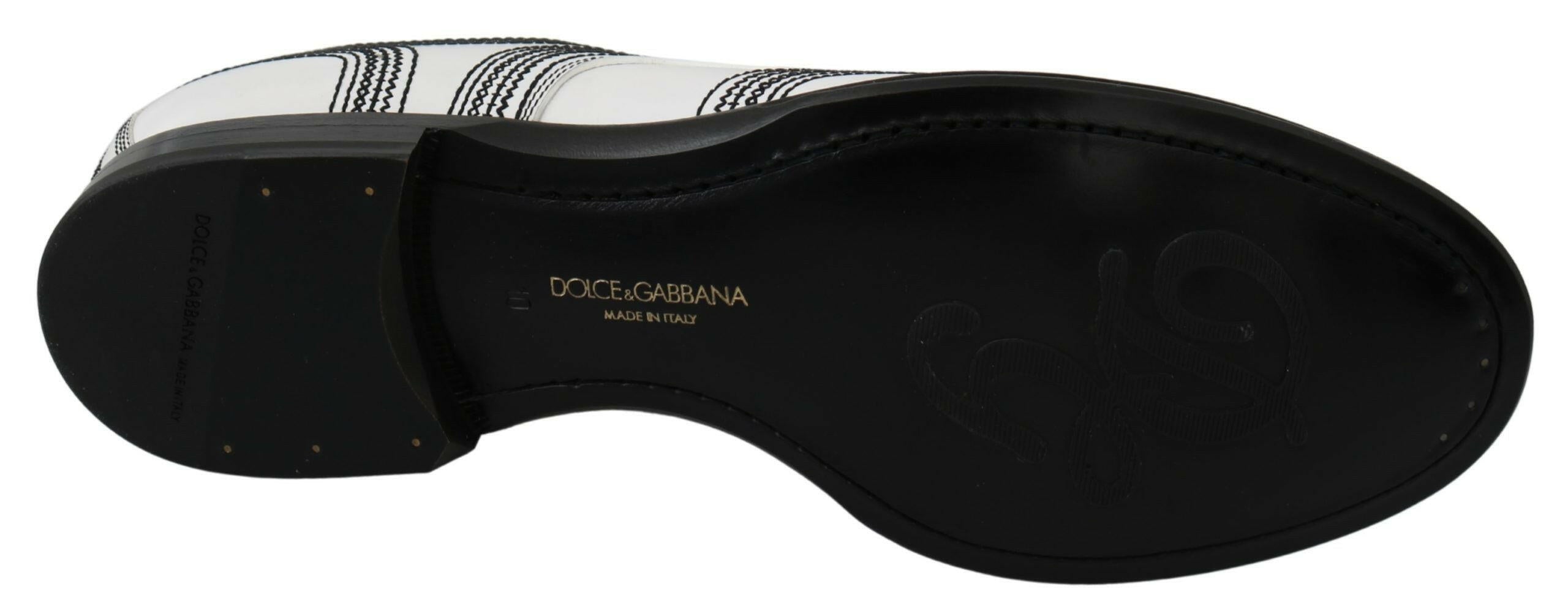 Dolce & Gabbana White Leather Derby Formal Black Lace Shoes -   -  Dolce & Gabbana.