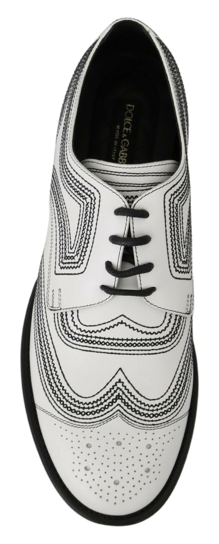 Dolce & Gabbana White Leather Derby Formal Black Lace Shoes -   -  Dolce & Gabbana.