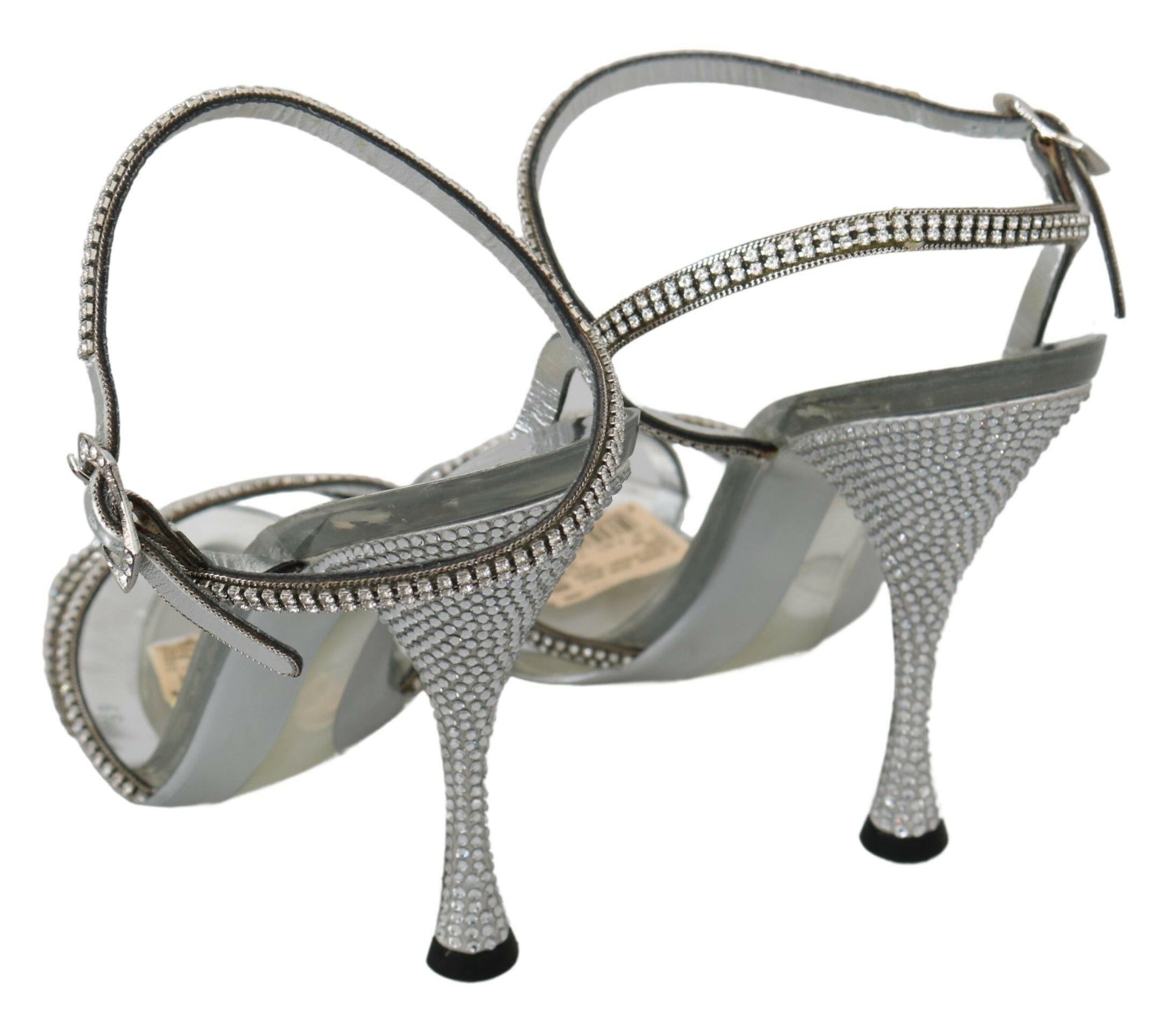 Dolce & Gabbana Silver Crystal Ankle Strap Sandals Shoes -   -  Dolce & Gabbana.