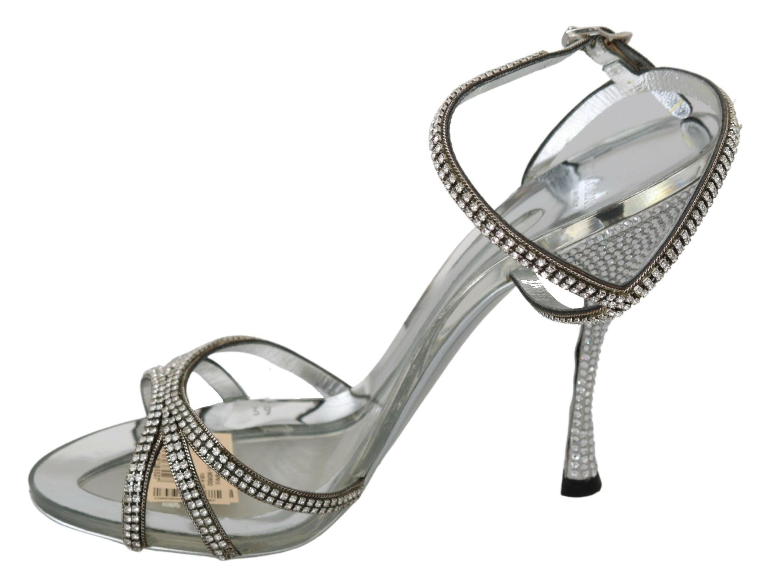 Dolce & Gabbana Silver Crystal Ankle Strap Sandals Shoes -   -  Dolce & Gabbana.