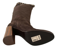 Dolce & Gabbana Brown Suede Studded Knee High Shoes Boots -   -  Dolce & Gabbana.