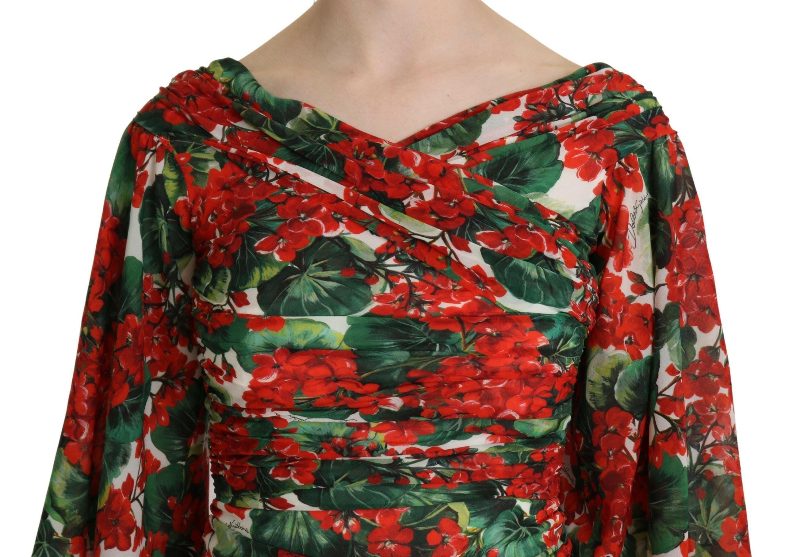Dolce & Gabbana Red Floral Sheath Midi Silk Stretch Dress -   -  Dolce & Gabbana.