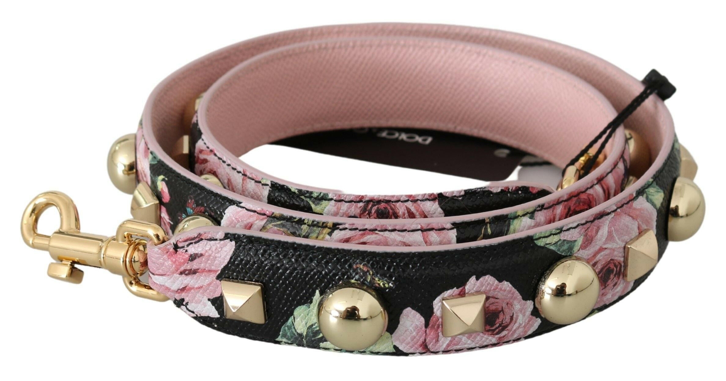 Dolce & Gabbana Pink Floral Leather Stud Accessory Shoulder Strap -   -  Dolce & Gabbana.