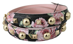 Dolce & Gabbana Pink Floral Leather Stud Accessory Shoulder Strap -   -  Dolce & Gabbana.