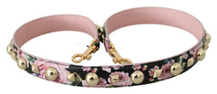Dolce & Gabbana Pink Floral Leather Stud Accessory Shoulder Strap -   -  Dolce & Gabbana.