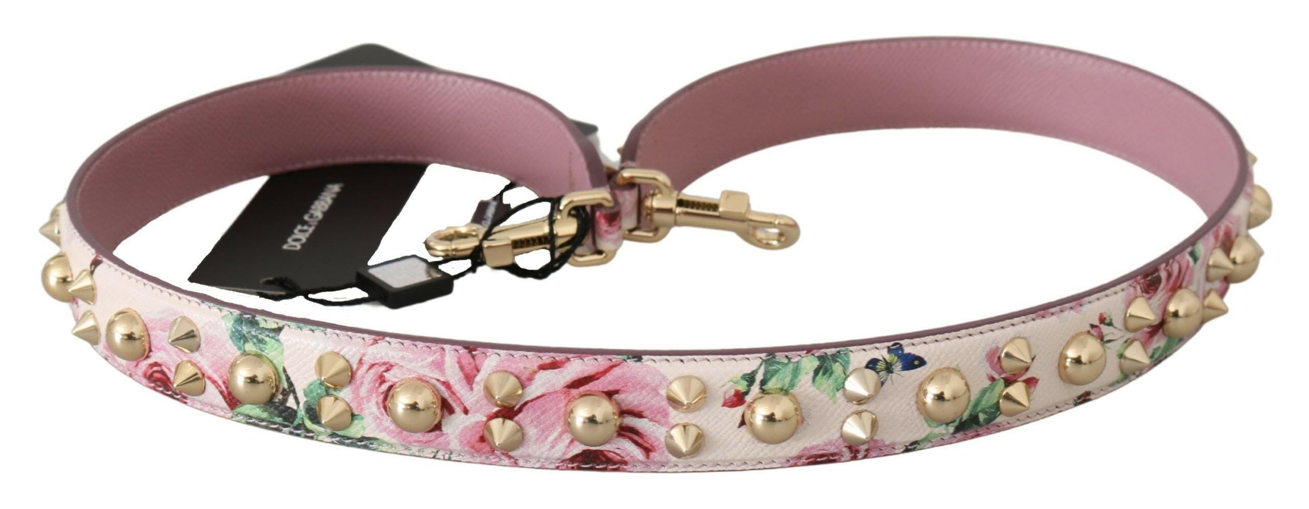 Dolce & Gabbana Pink Floral Leather Stud Accessory Shoulder Strap -   -  Dolce & Gabbana.
