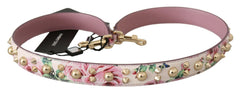 Dolce & Gabbana Pink Floral Leather Stud Accessory Shoulder Strap -   -  Dolce & Gabbana.