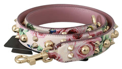 Dolce & Gabbana Pink Floral Leather Stud Accessory Shoulder Strap -   -  Dolce & Gabbana.