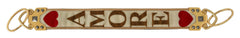 Dolce & Gabbana Gold White Textile Leather AMORE Shoulder Strap -   -  Dolce & Gabbana.