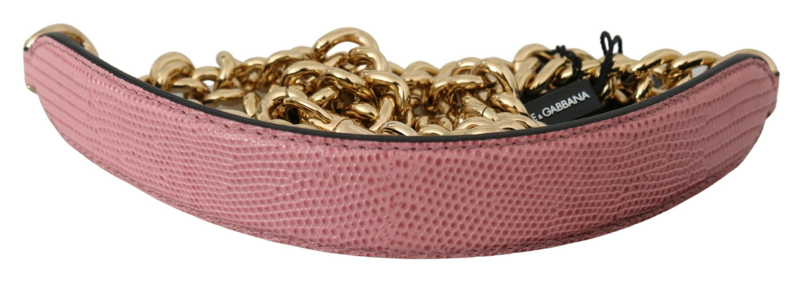 Dolce & Gabbana Pink Leather Gold Chain Accessory Shoulder Strap -   -  Dolce & Gabbana.