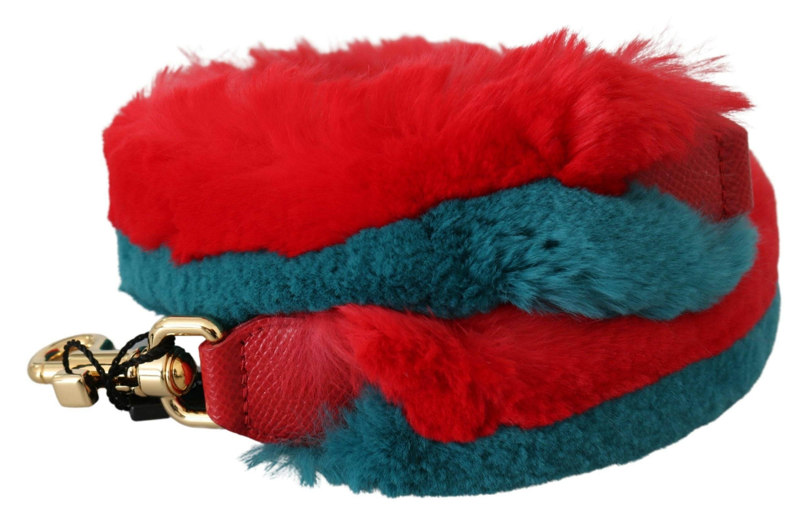 Dolce & Gabbana Red Blue Rabbit Fur Leather Shoulder Strap -   -  Dolce & Gabbana.