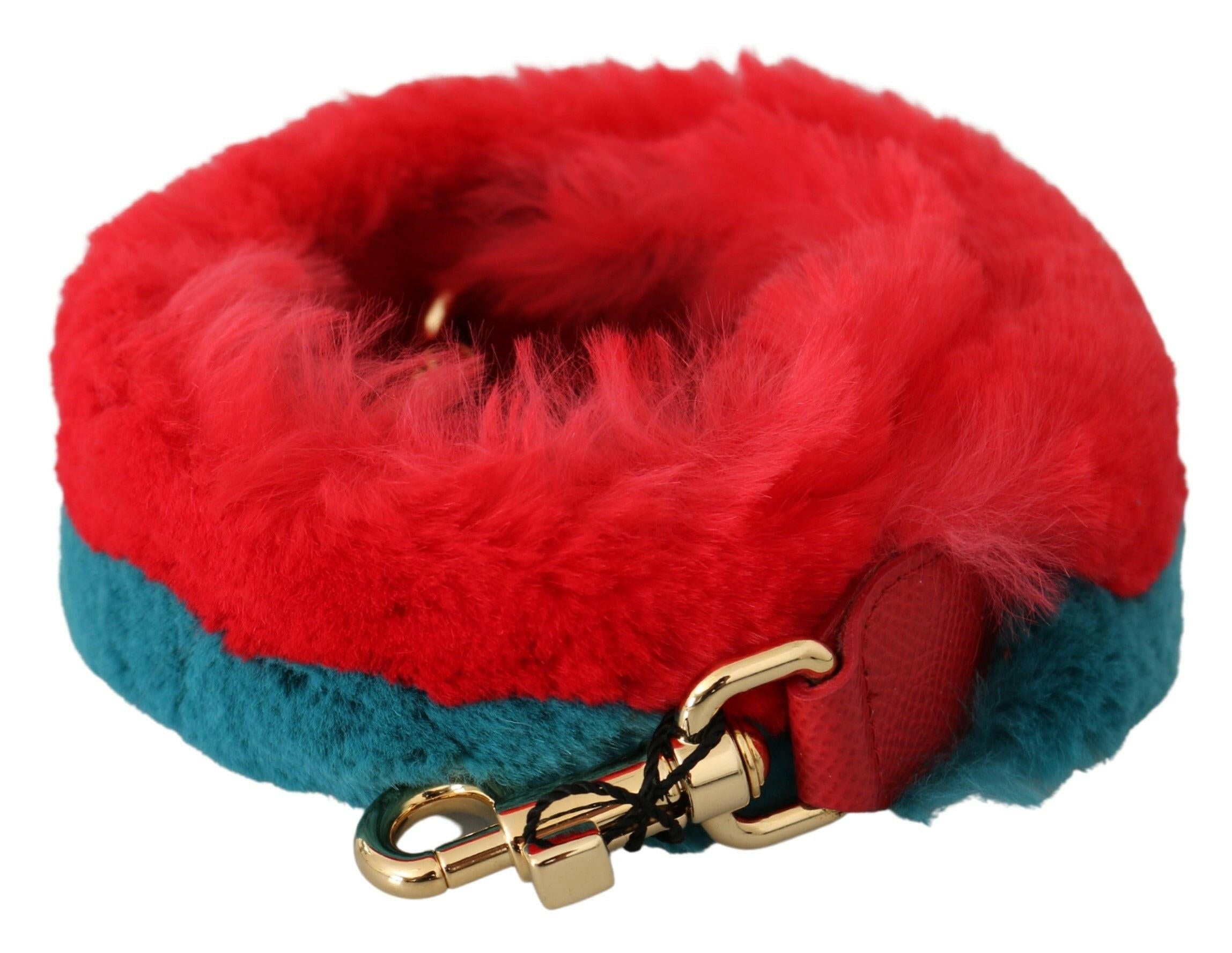 Dolce & Gabbana Red Blue Rabbit Fur Leather Shoulder Strap -   -  Dolce & Gabbana.