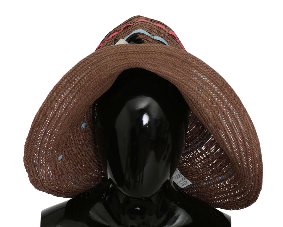 Dolce & Gabbana Brown Floral Wide Brim Straw Floppy Cap Hat -   -  Dolce & Gabbana.