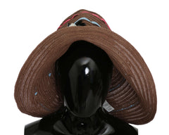 Dolce & Gabbana Brown Floral Wide Brim Straw Floppy Cap Hat -   -  Dolce & Gabbana.