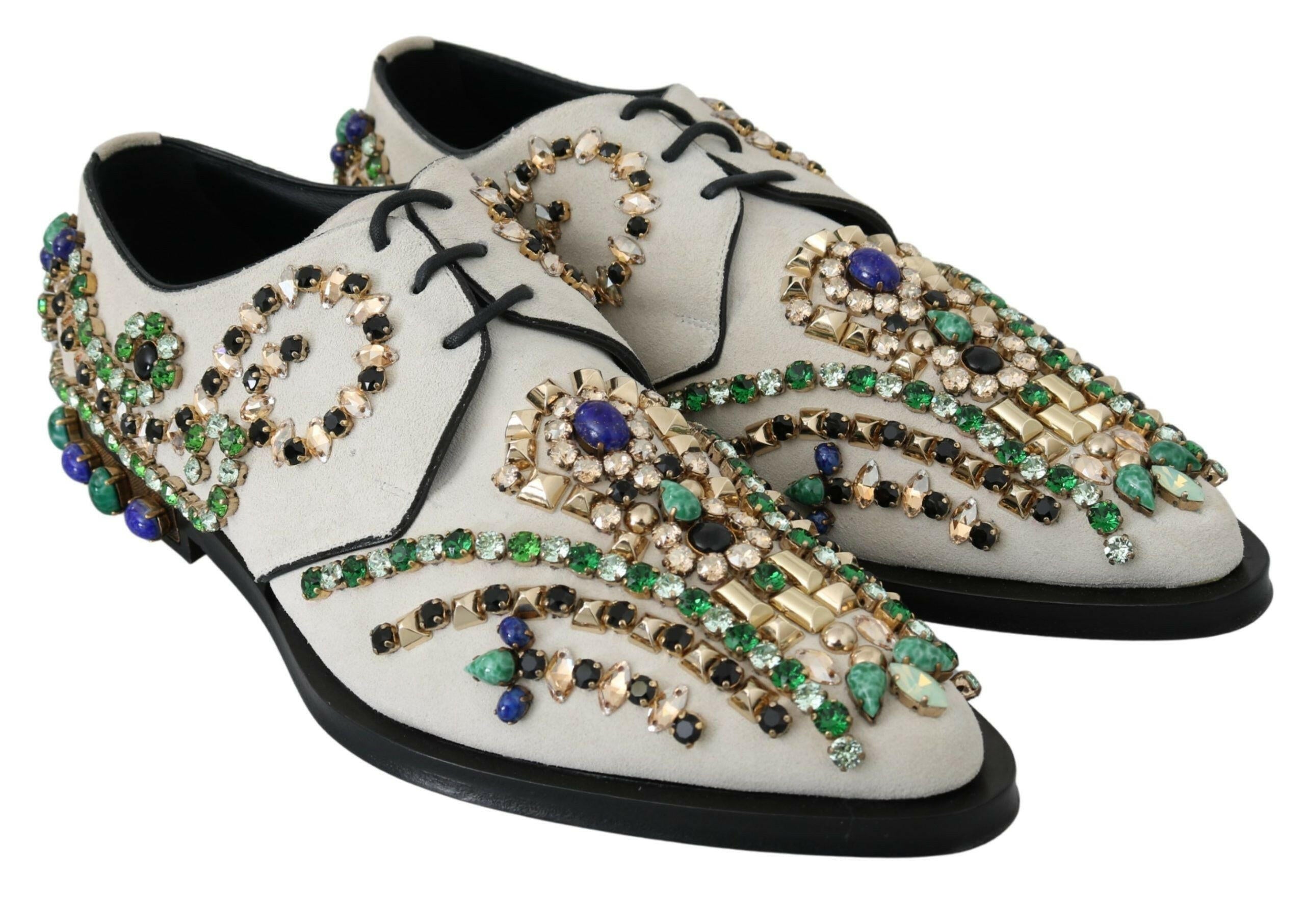 Dolce & Gabbana White Suede Crystal Dress Broque Shoes -   -  Dolce & Gabbana.