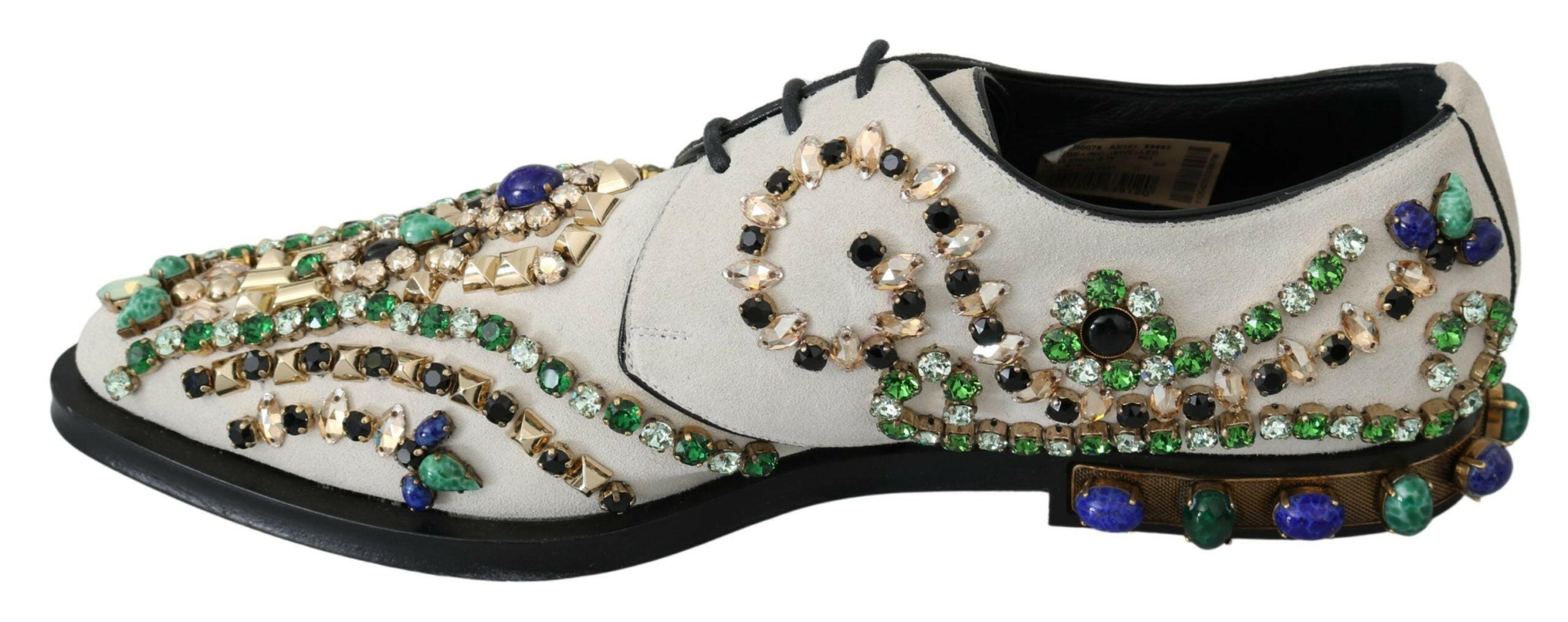 Dolce & Gabbana White Suede Crystal Dress Broque Shoes -   -  Dolce & Gabbana.