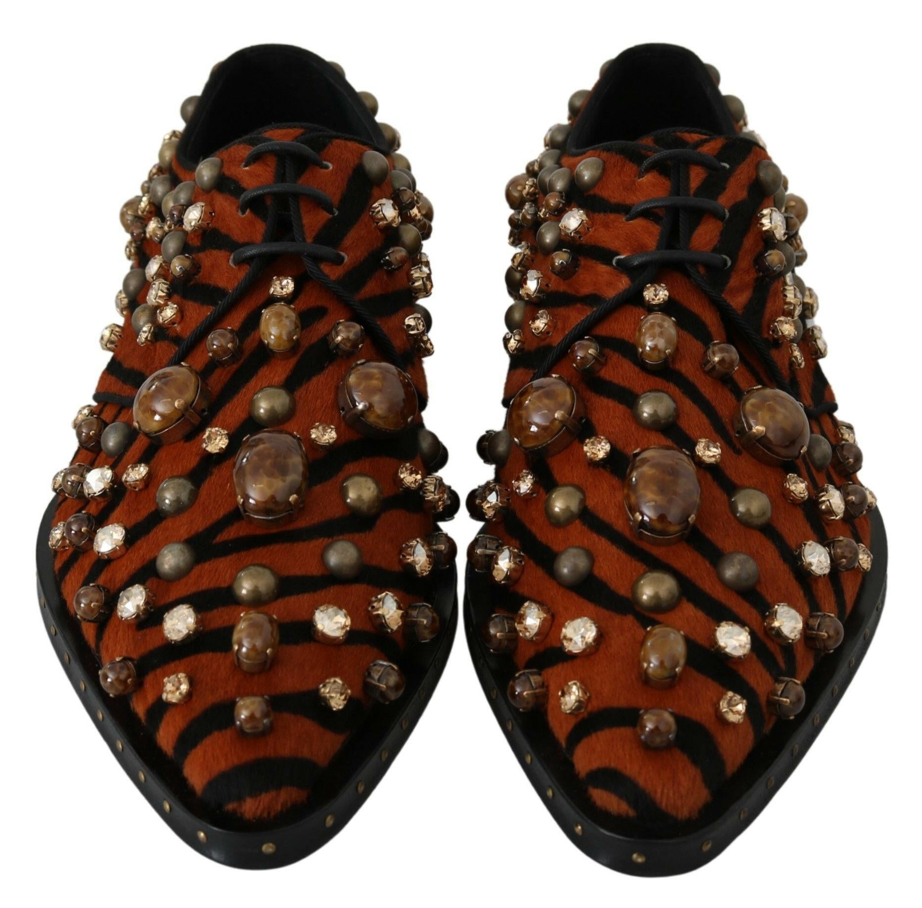 Dolce & Gabbana Orange Pony Hair Crystal Dress Broque Shoes -   -  Dolce & Gabbana.
