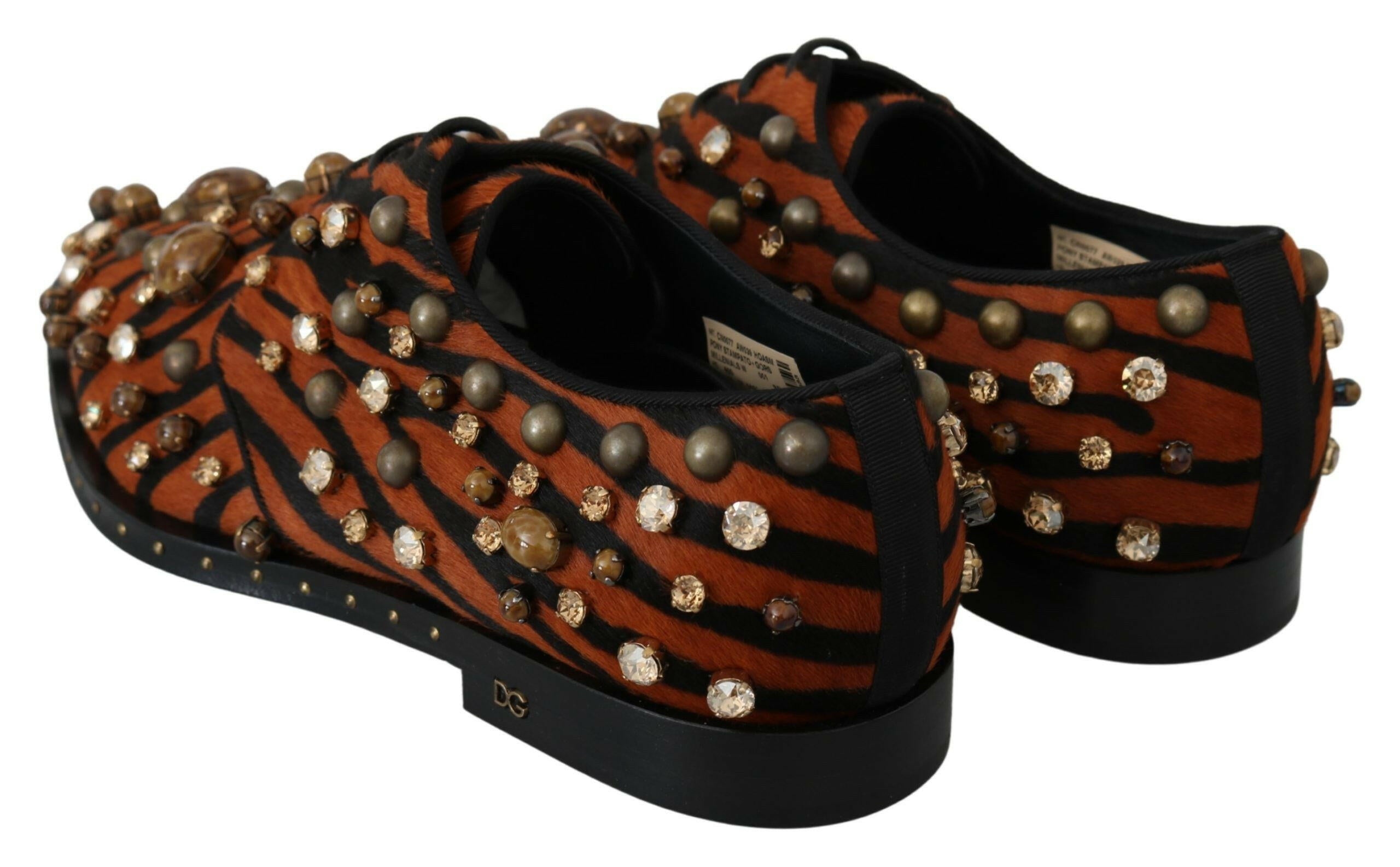 Dolce & Gabbana Orange Pony Hair Crystal Dress Broque Shoes -   -  Dolce & Gabbana.