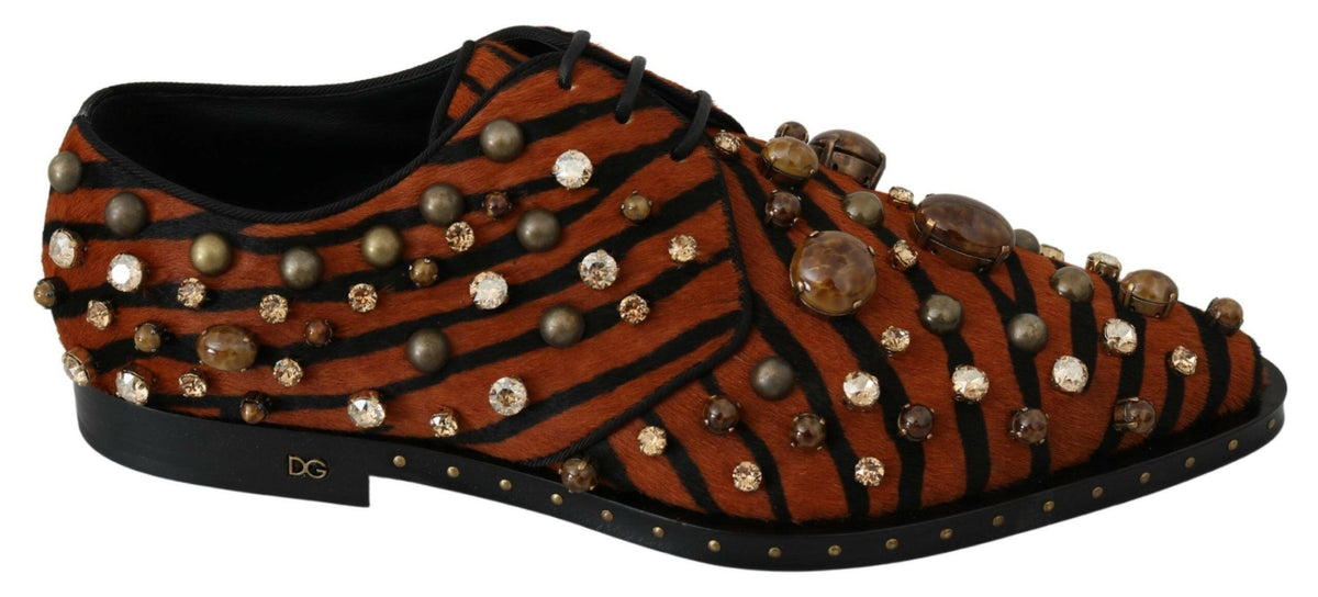Dolce & Gabbana Orange Pony Hair Crystal Dress Broque Shoes -   -  Dolce & Gabbana.