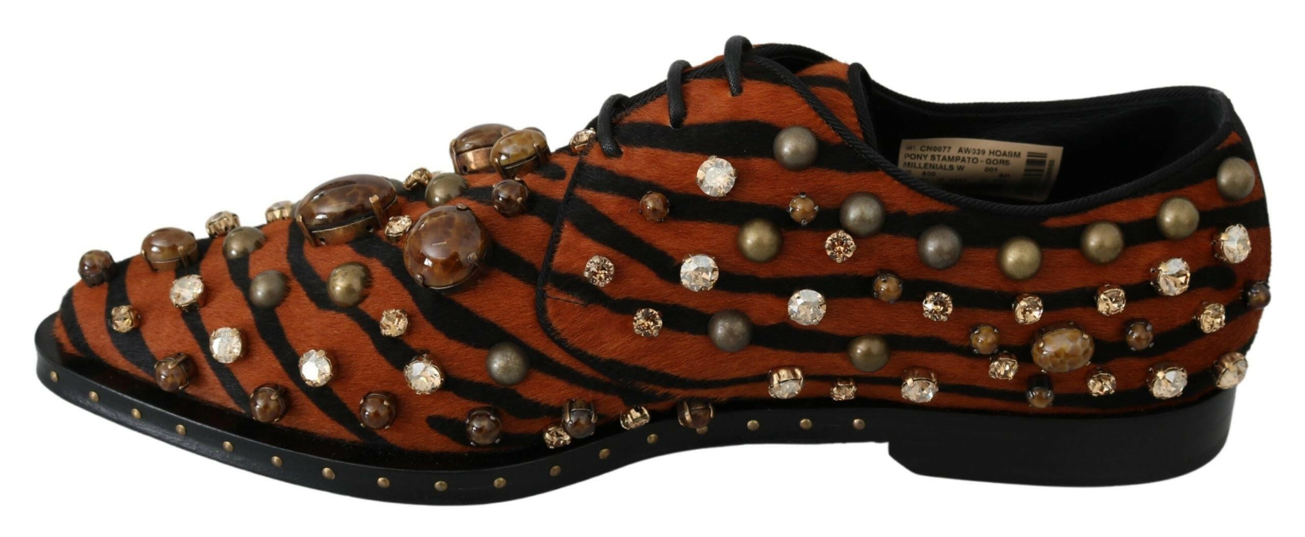 Dolce & Gabbana Orange Pony Hair Crystal Dress Broque Shoes -   -  Dolce & Gabbana.