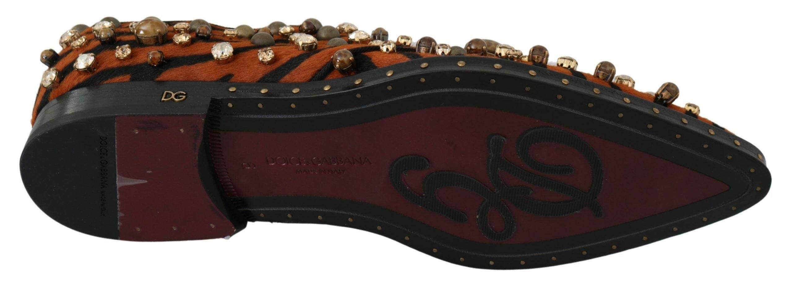 Dolce & Gabbana Orange Pony Hair Crystal Dress Broque Shoes -   -  Dolce & Gabbana.