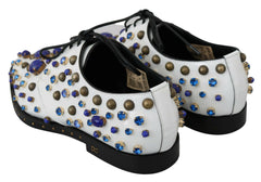 Dolce & Gabbana White Leather Crystals Dress Broque Shoes -   -  Dolce & Gabbana.