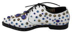 Dolce & Gabbana White Leather Crystals Dress Broque Shoes -   -  Dolce & Gabbana.