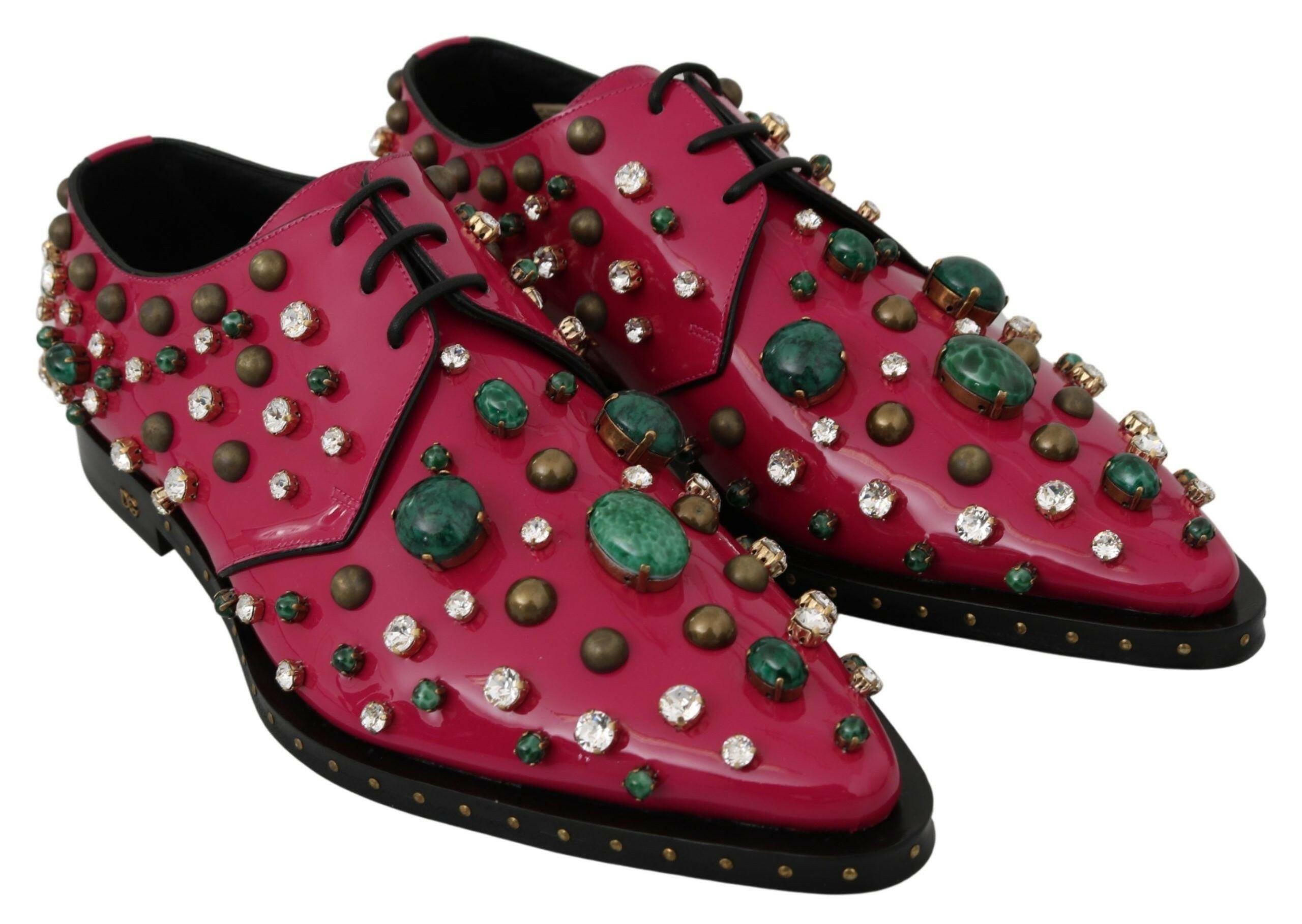 Dolce & Gabbana Pink Leather Crystals Dress Broque Shoes -   -  Dolce & Gabbana.