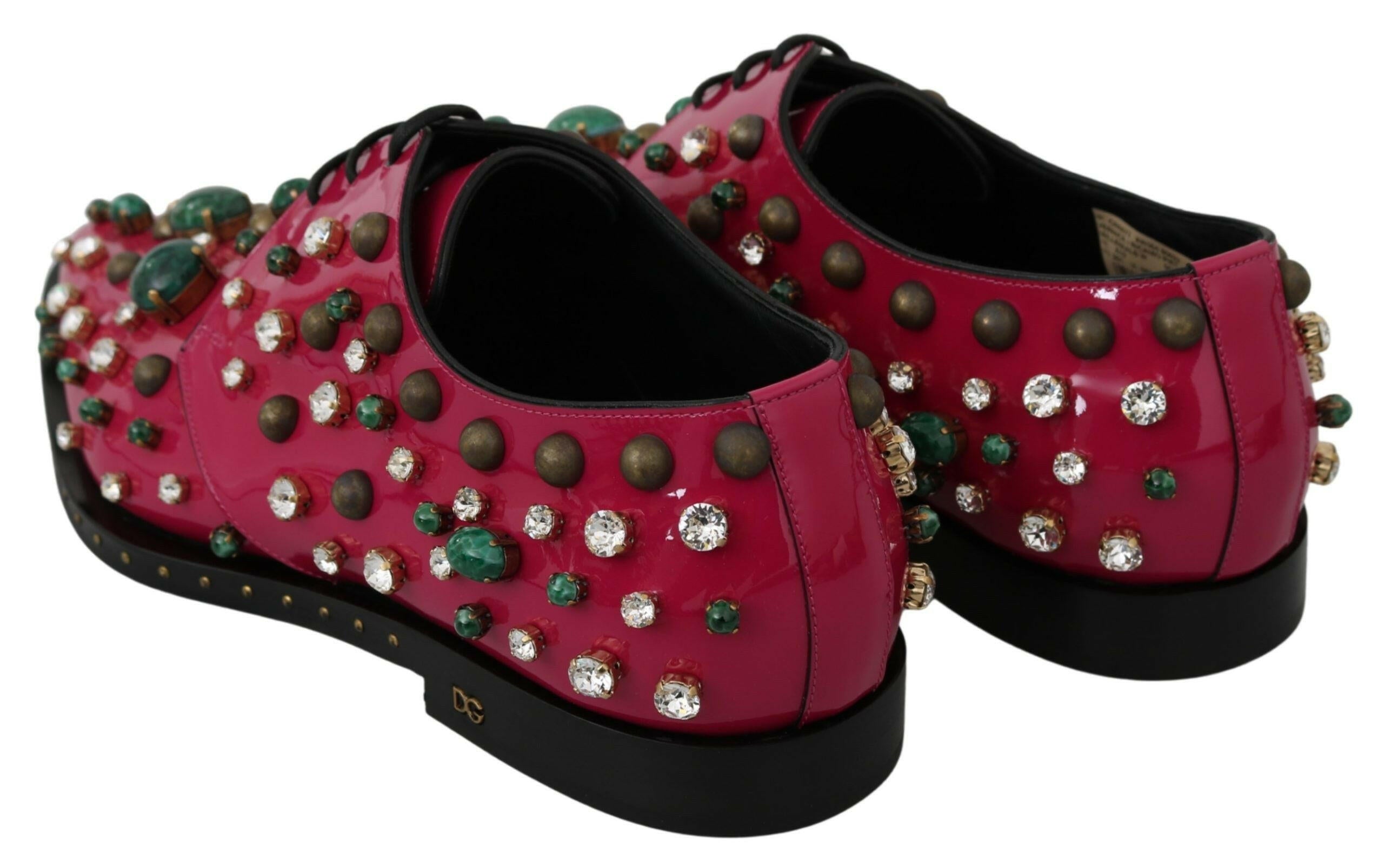 Dolce & Gabbana Pink Leather Crystals Dress Broque Shoes -   -  Dolce & Gabbana.