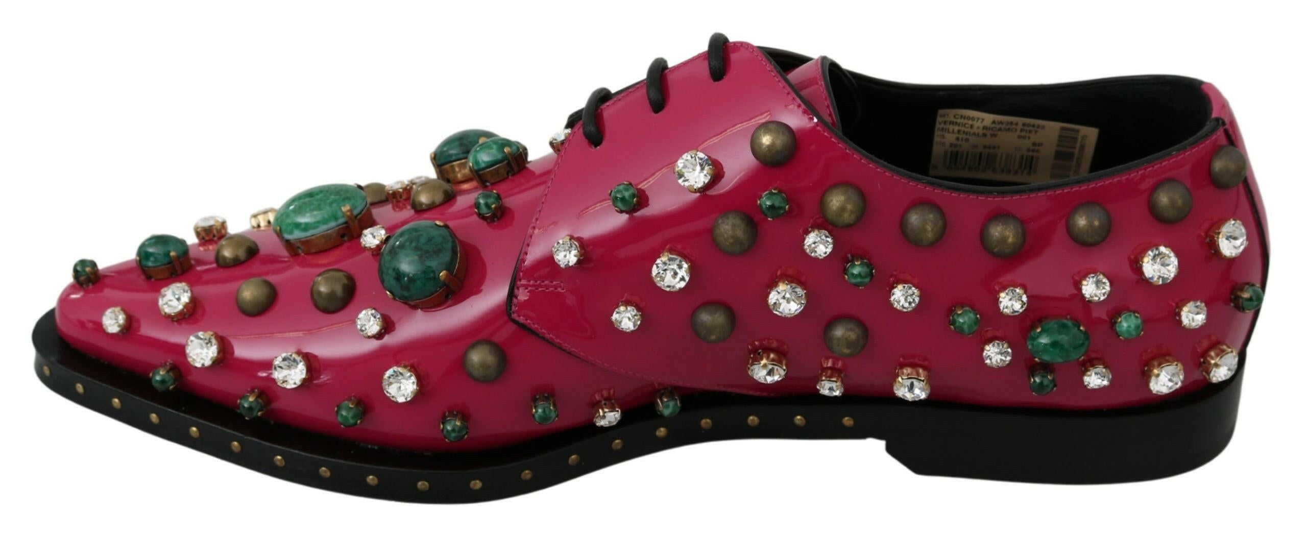 Dolce & Gabbana Pink Leather Crystals Dress Broque Shoes -   -  Dolce & Gabbana.