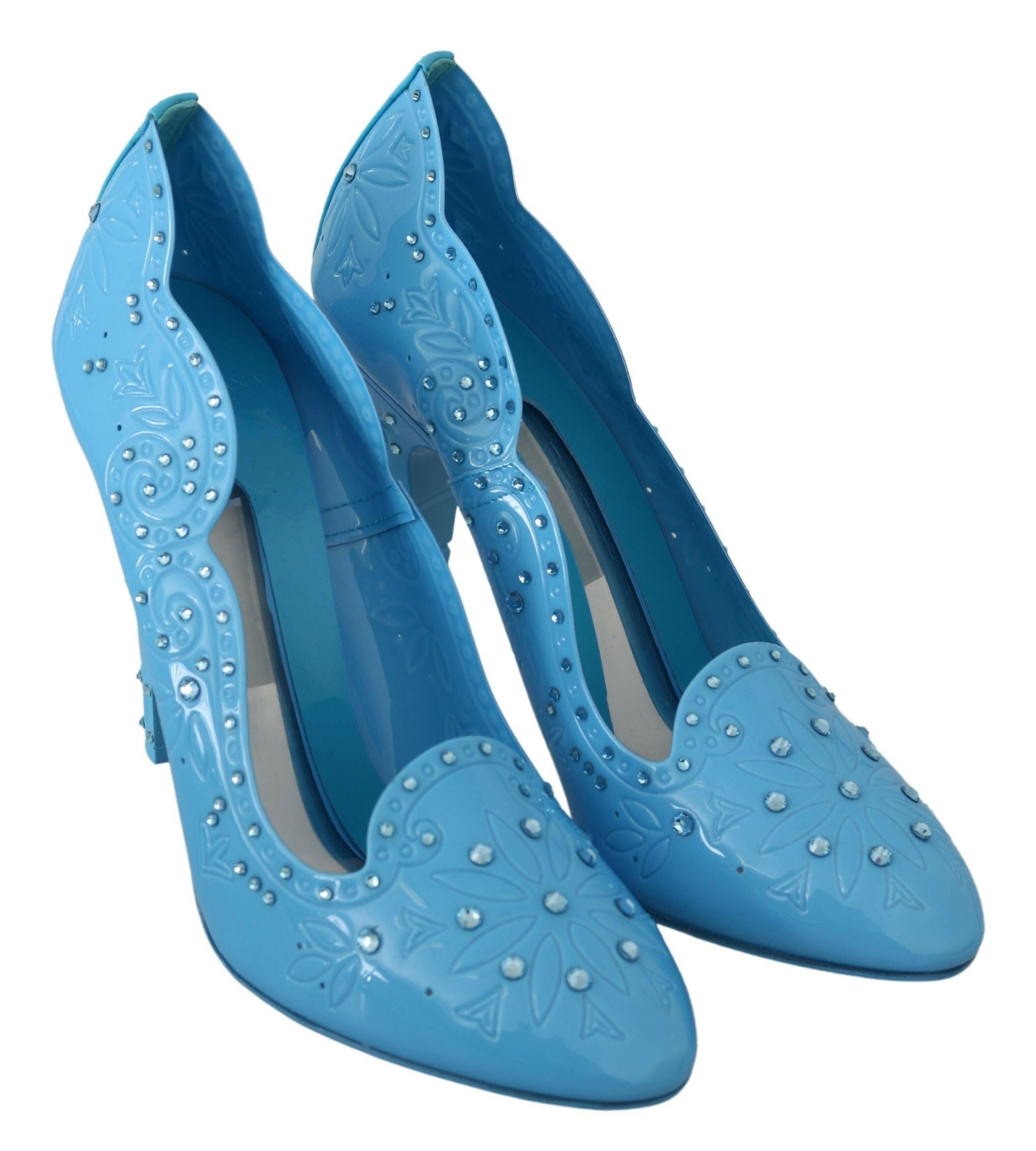 Dolce & Gabbana Blue Crystal Floral CINDERELLA Heels Shoes -   -  Dolce & Gabbana.