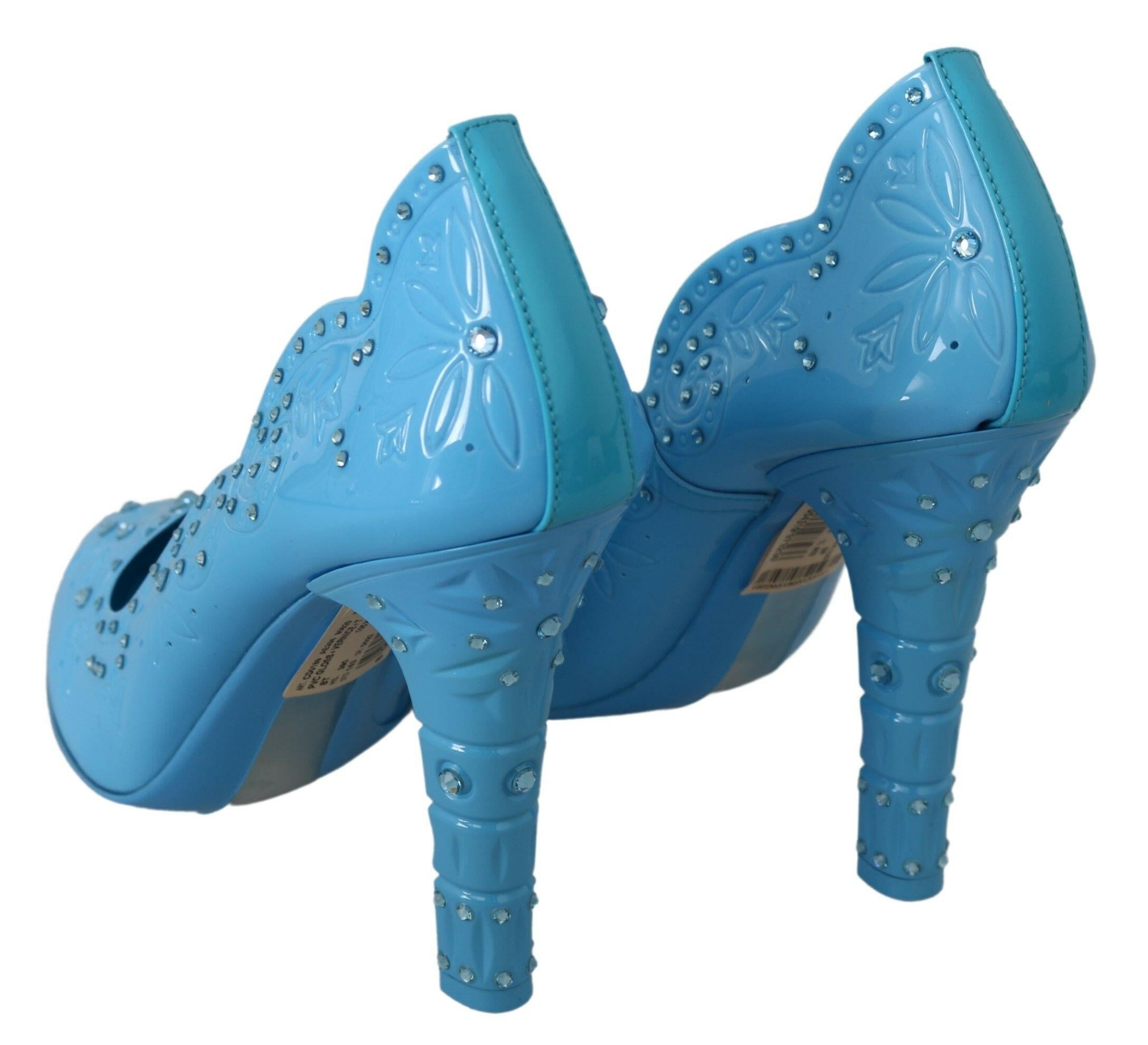 Dolce & Gabbana Blue Crystal Floral CINDERELLA Heels Shoes -   -  Dolce & Gabbana.